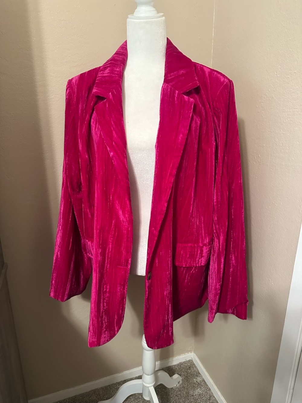 Ellison Hot Pink Velvet Blazer Jacket